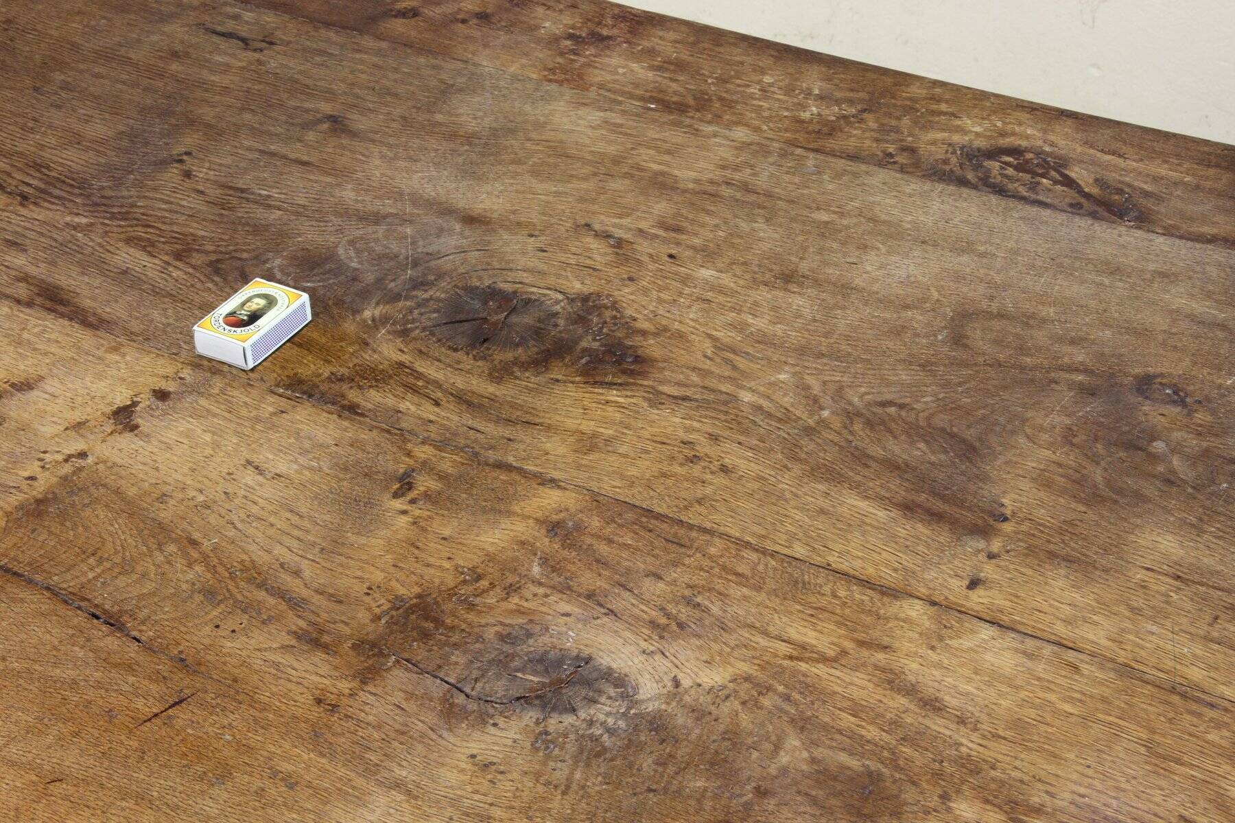 Antique Nordic Baroque Oak Table, Dated 1807