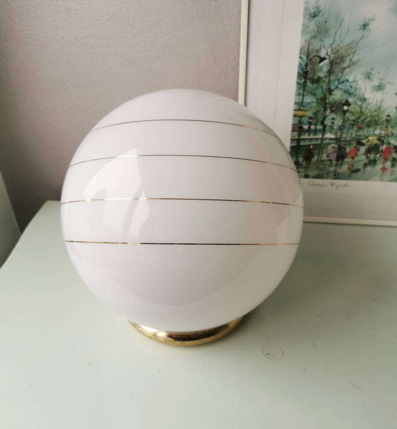 Vintage glass globe lamp 1980
