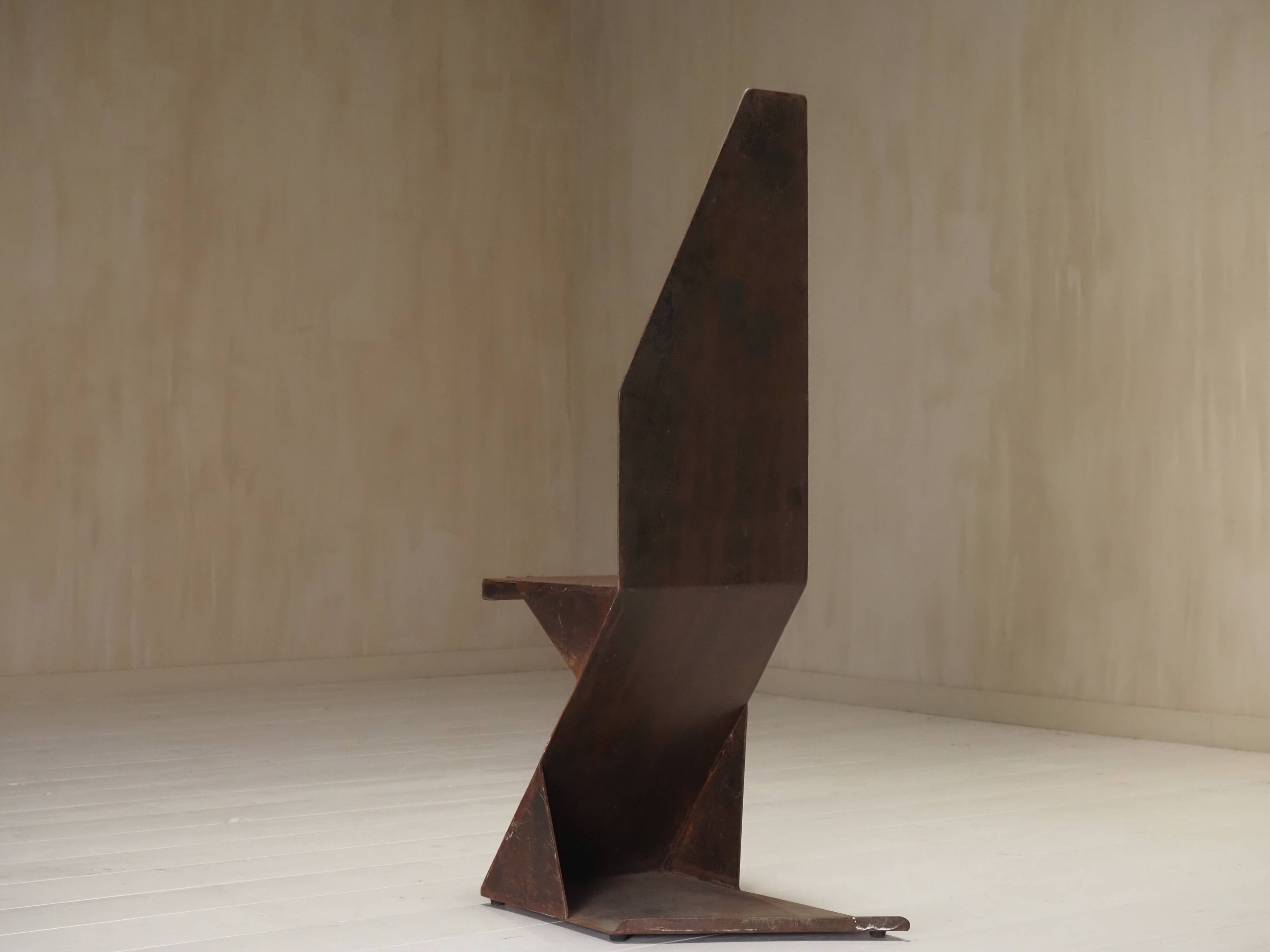 Postmodern sculptural chair in steel, Germany, 1980s