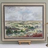 'Grasslands' - Vintage Mid Century Swedish Framed Oil Painting