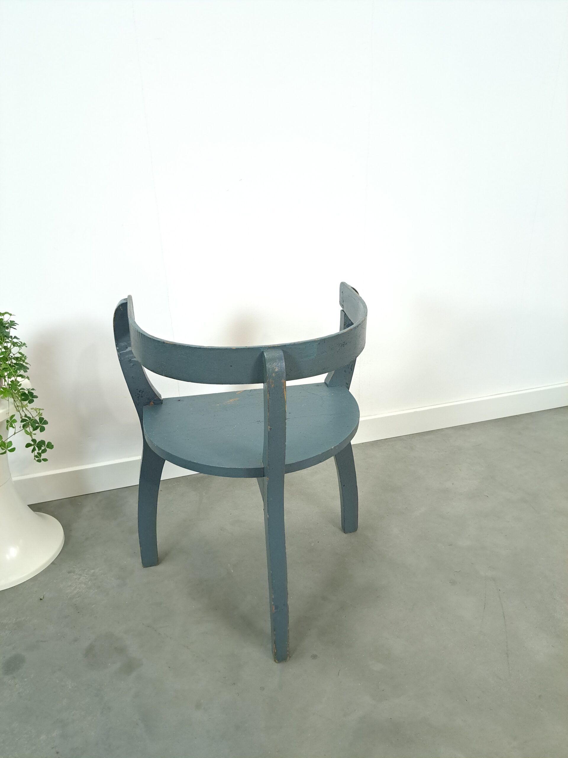 Old wooden blue set of chairs with flowers from Sweden