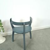 Old wooden blue set of chairs with flowers from Sweden