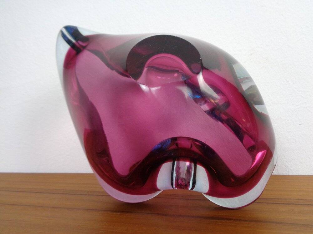 Large Sommerso Murano Glass Ashtray by Flavio Poli, Italy, 1960s