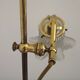 French antique brass goose neck table lamp with white opaque glass shade 5468.