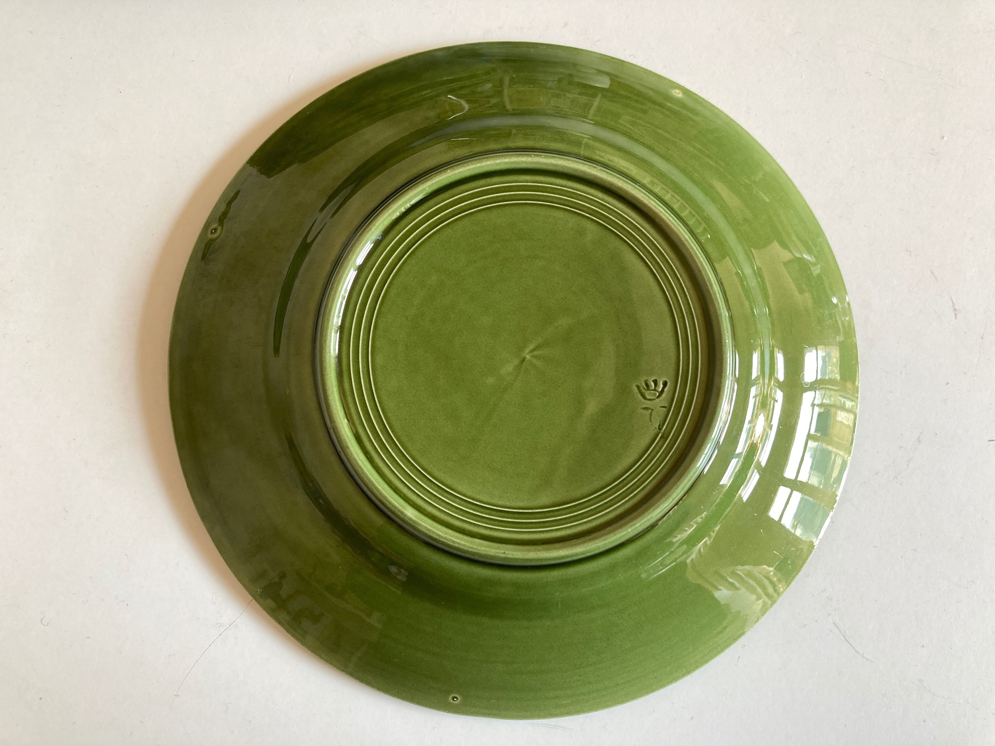 Set of 6 plates in green faience 1960