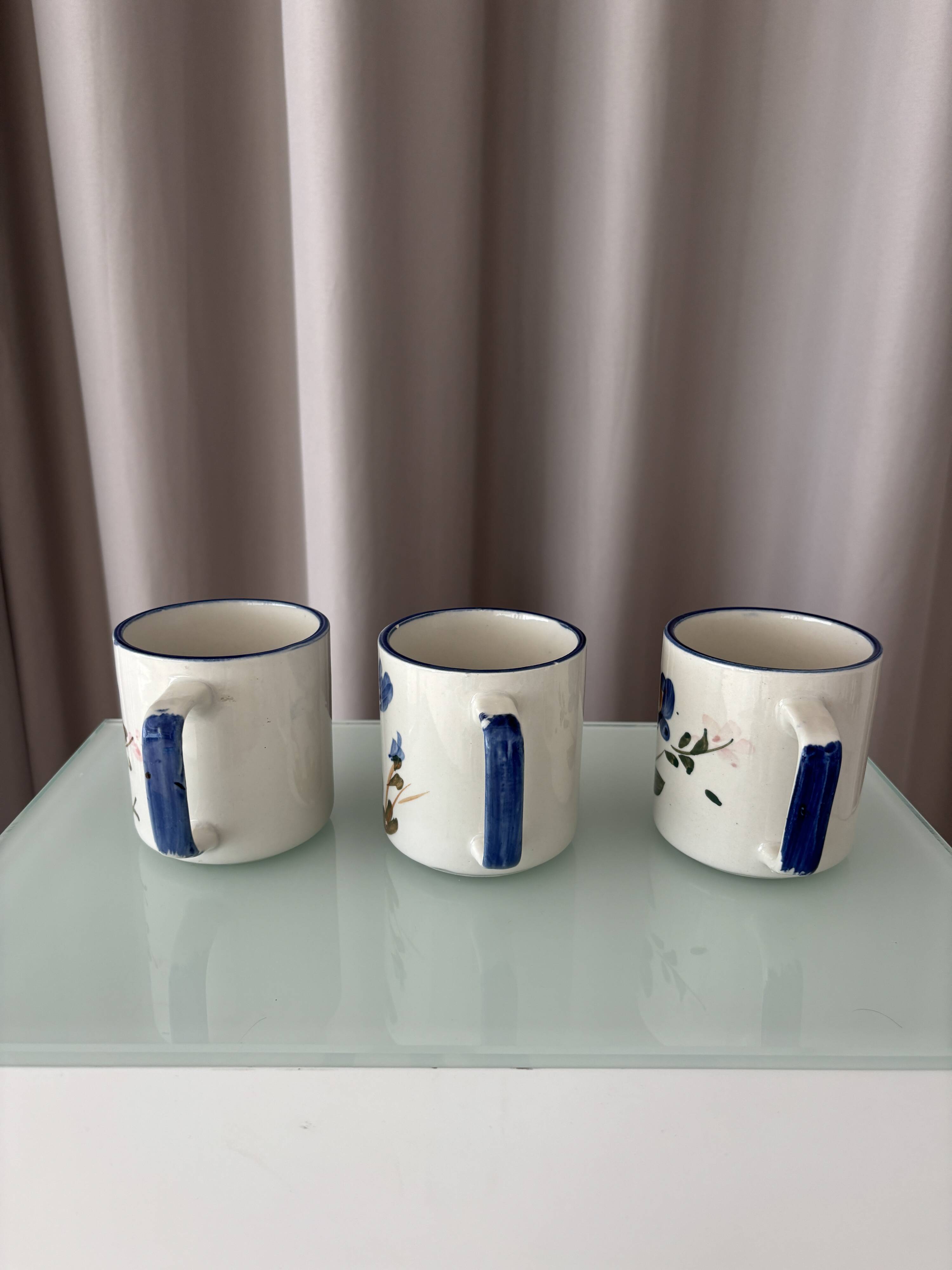 Ensemble de 3 mugs en céramique peints à la main – Style cottagecore / campagne C