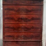 Flamed mahogany chest of drawers with 6 drawers