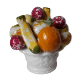 Fruit bowl trompe l'œil in earthenware