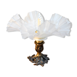 Lampe à poser pied bronze - abat jour