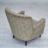 1960s, Danish armchair, light green furniture velour, teak wood legs.