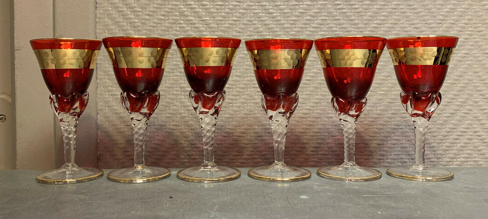 Série de 6 verres a porto en cristal de venise