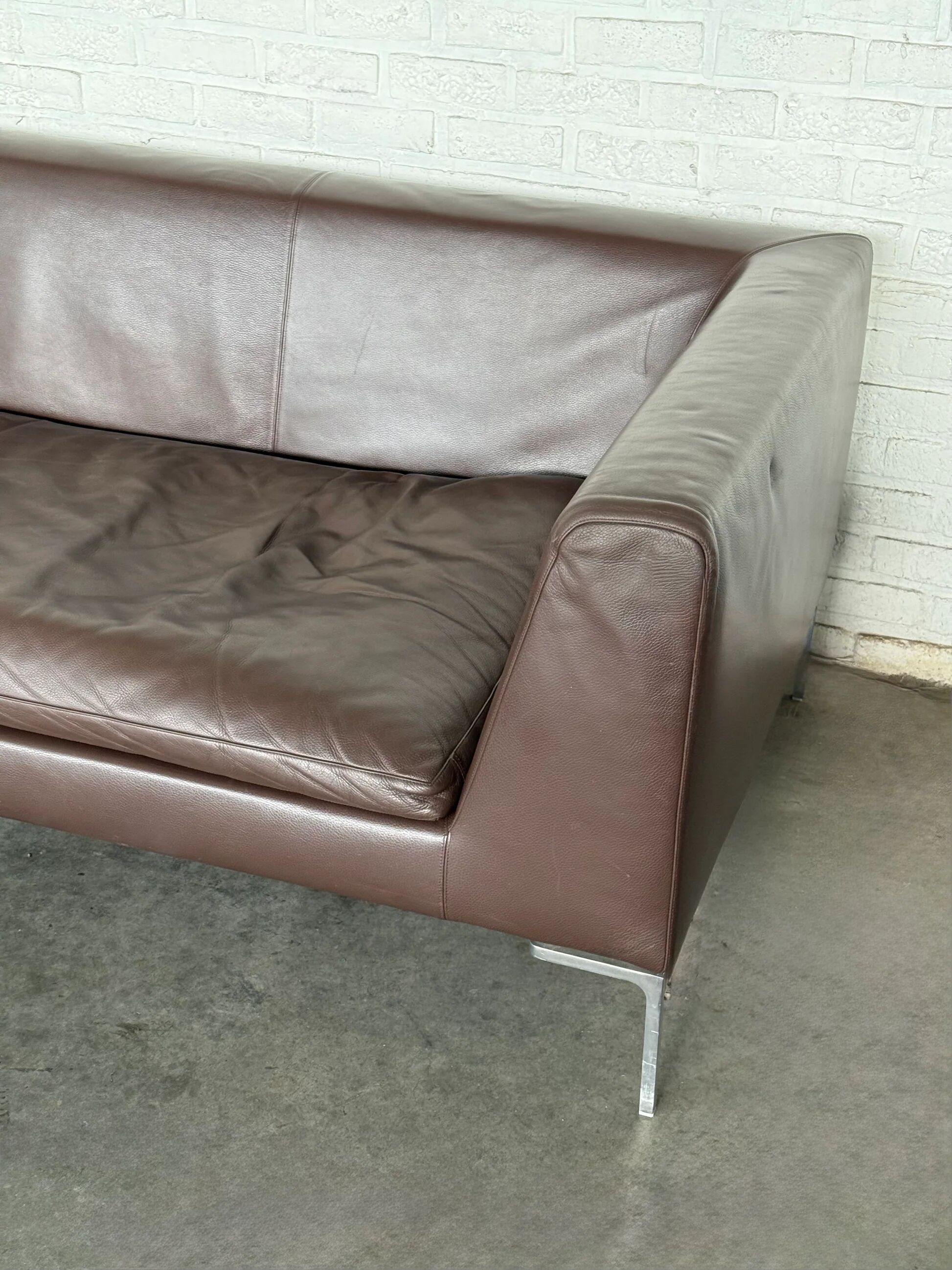 Leather sofa by B&B Italia and bench set — genuine Italian design, excellent condition.