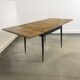 Rectangular extendable wooden table and black steel compass legs with 2 extensions France