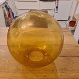Suspension Globe verre soufflé jaune 70s