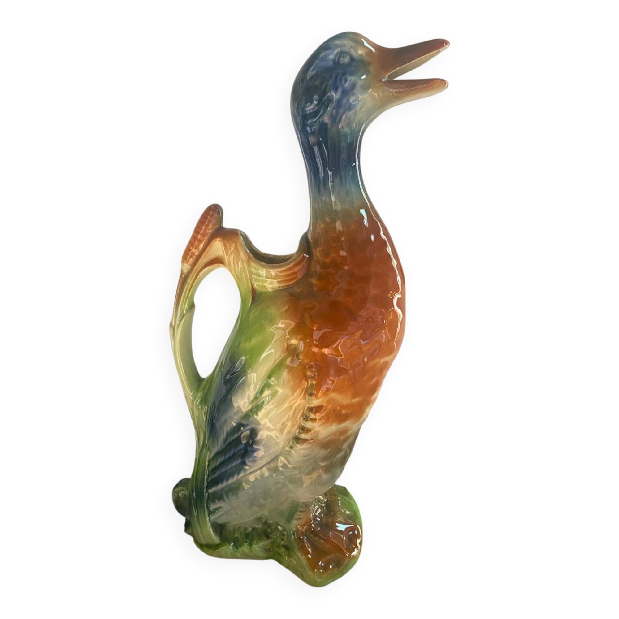 Saint Clément barbotine green duck jug