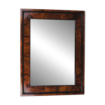 Square Biedermeier Antique 19th Century Walnut Wall Mirror, Vienna, 1850s