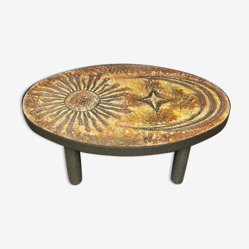 Sun coffee table in lava stone period 1960