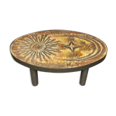 Sun coffee table in lava stone period 1960