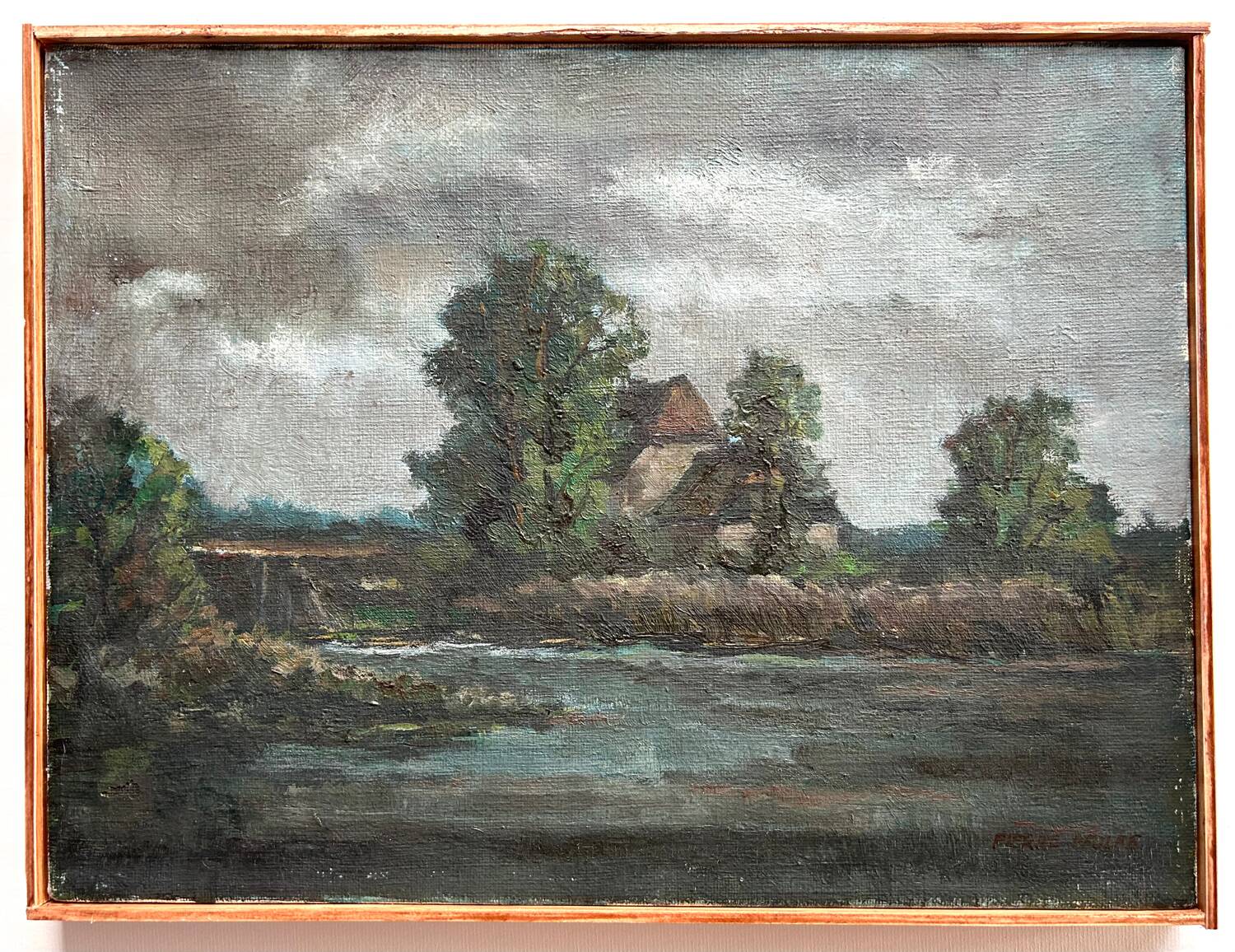 Oil on canvas, Dutch school of the 20th century. Landscape. Pierre Fulpe.