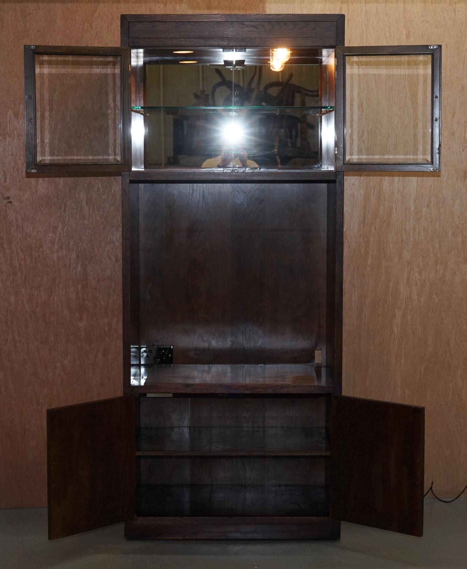 Henredon multimedia furniture military campaign with sliding TV stand and double socket.
