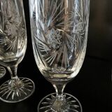 6 vintage crystal champagne flutes by etzel