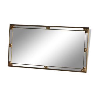 Rectangular wall mirror with pareclose beveled art deco xxth golden wood mag