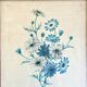 Vintage botanical board frame with blue flowers