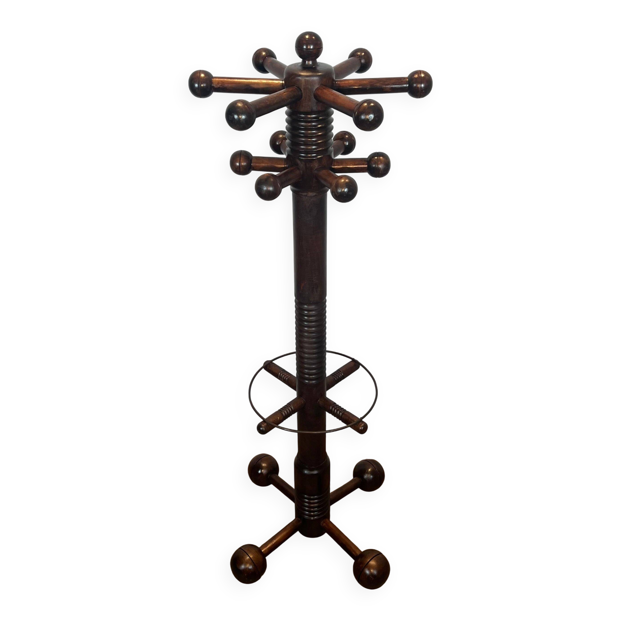 Portemanteau brutaliste en chêne sculpté de Charles Dudouyt