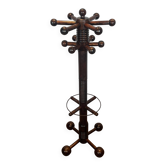 Brutalist coat rack in carved oak by Charles Dudouyt
