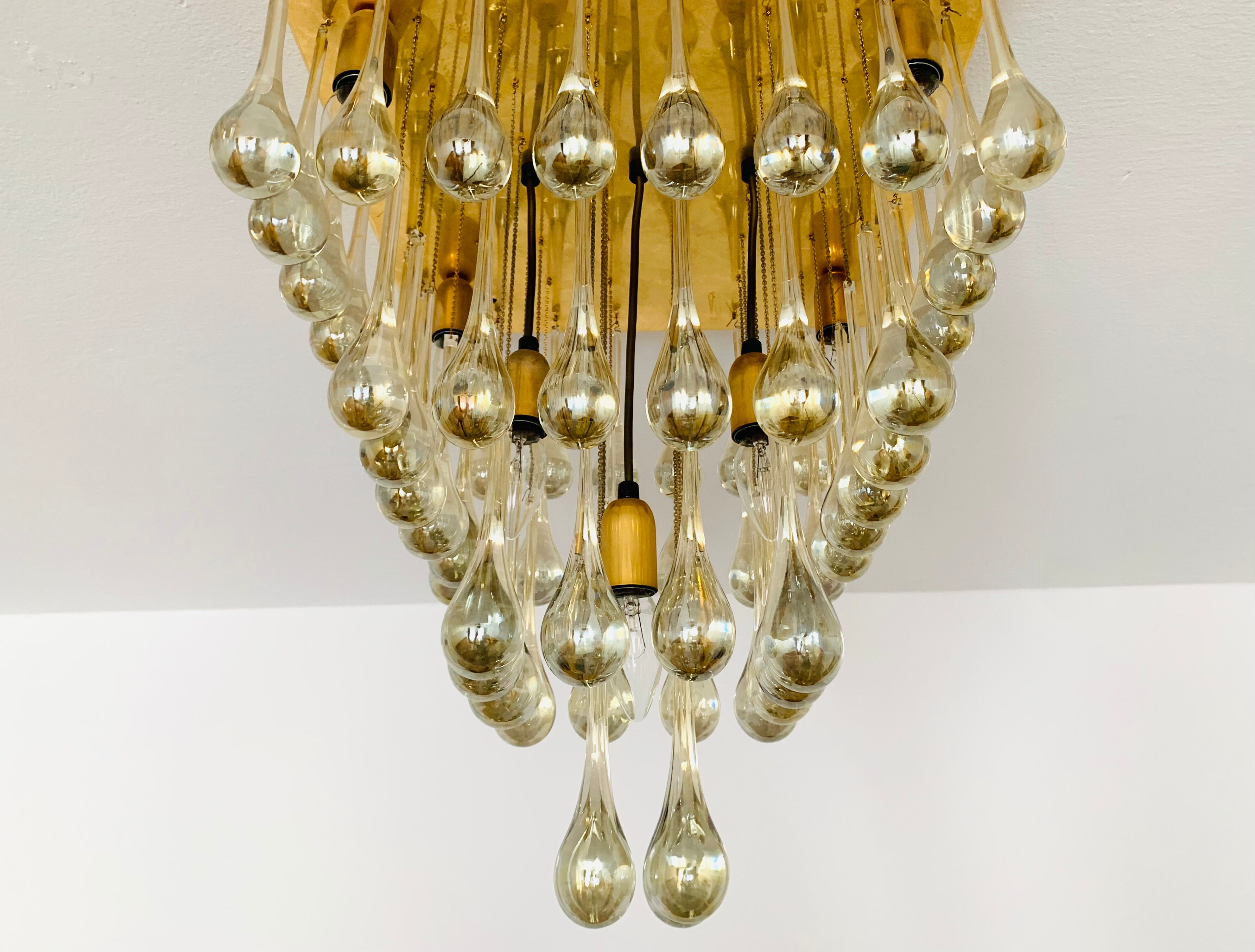 Chandelier en verre Flush par Ernest Palme