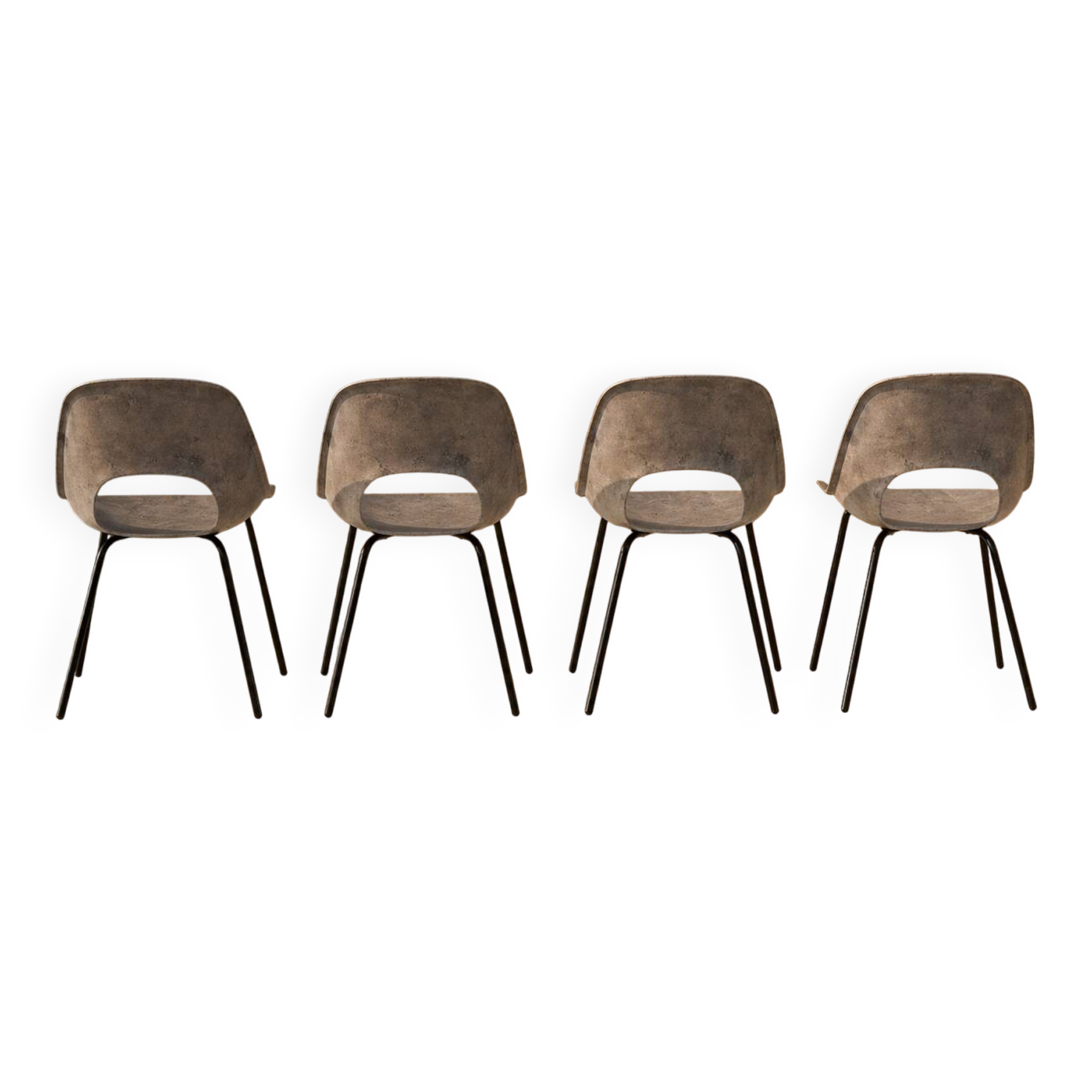 Four chairs 1953 Tonneau model design by Pierre Guariche Co.