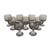 9 glasses of white wine on vintage stand Luminarc Smoked Black