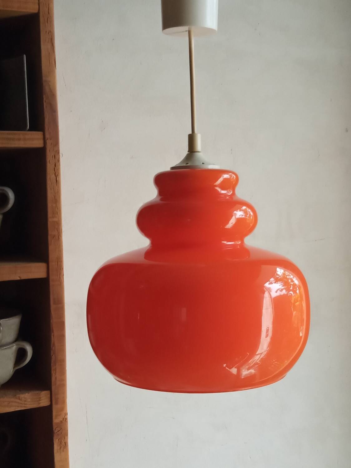 Orange opaline pendant light, 60s/70s