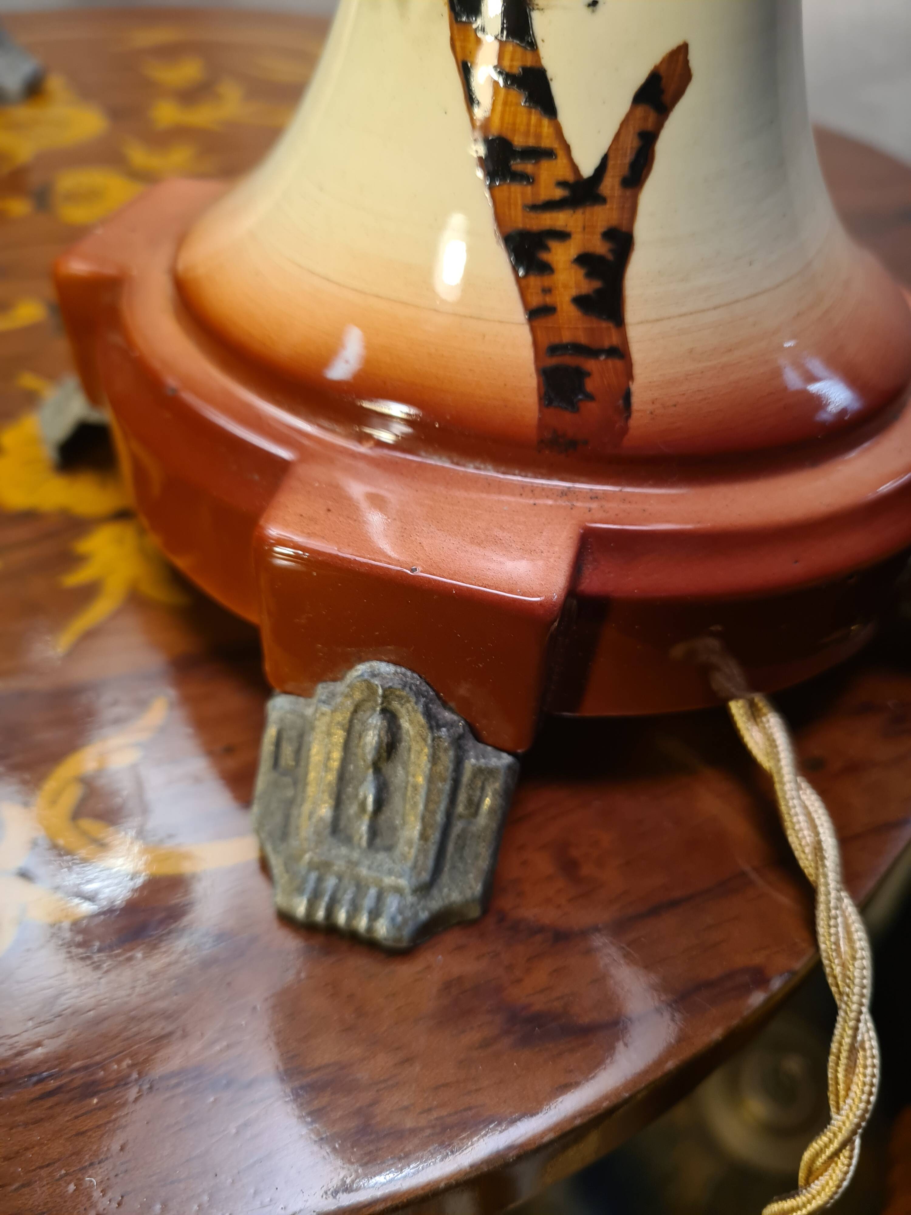 pair of ceramic lamps, Art Nouveau 1900 with 30 slight signs of wear visible