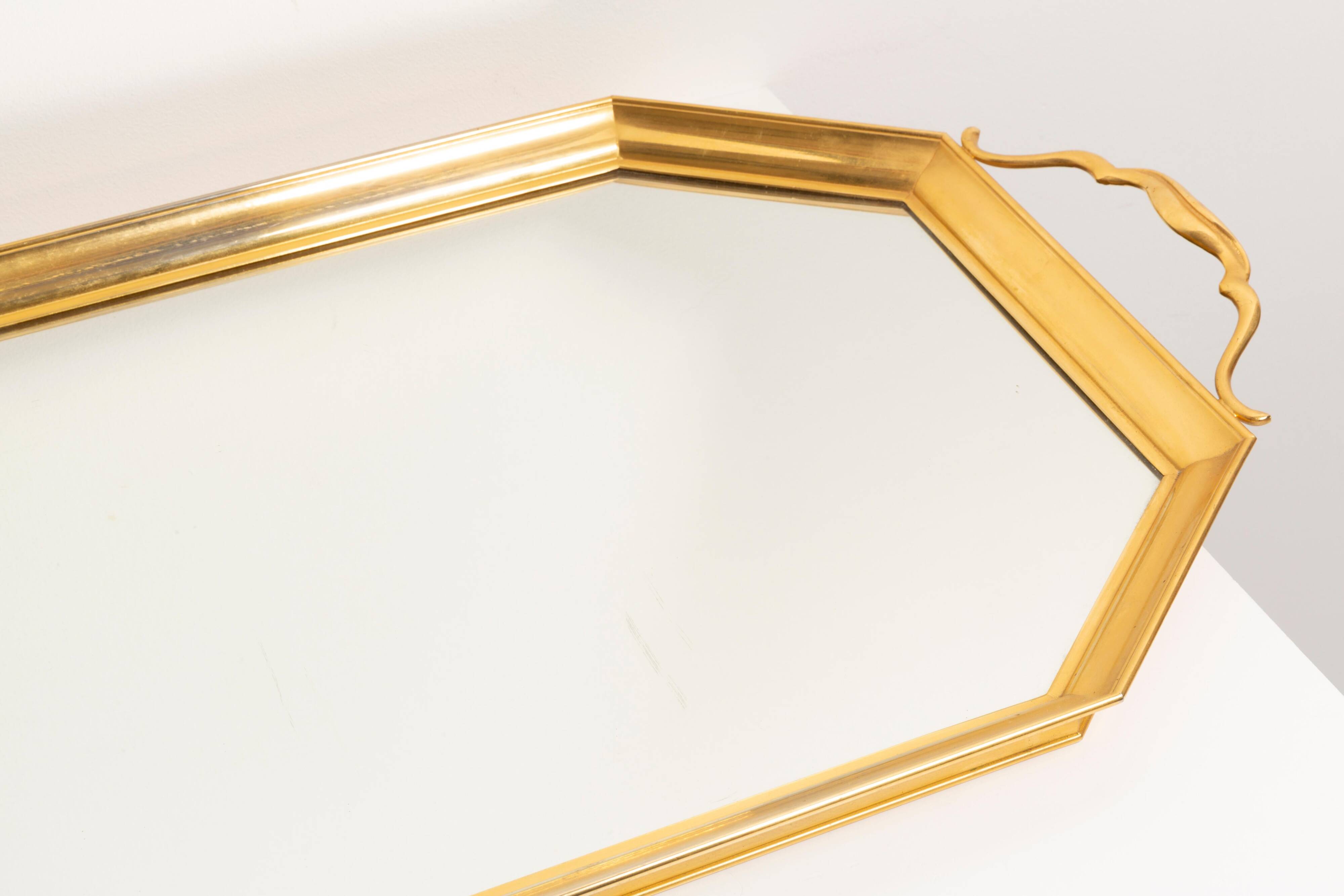 Vintage decorative plate in gold and mirror, Italy, 1960s
