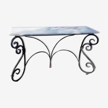 Solid iron and marble console