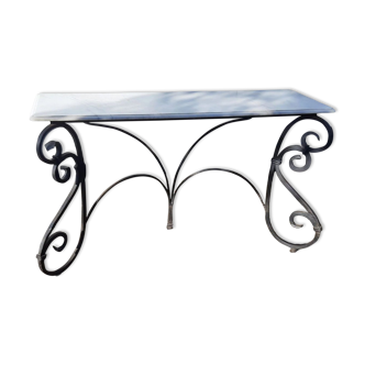 Solid iron and marble console