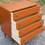 Scandinavian style 4-drawer teak chest of drawers, 1970s