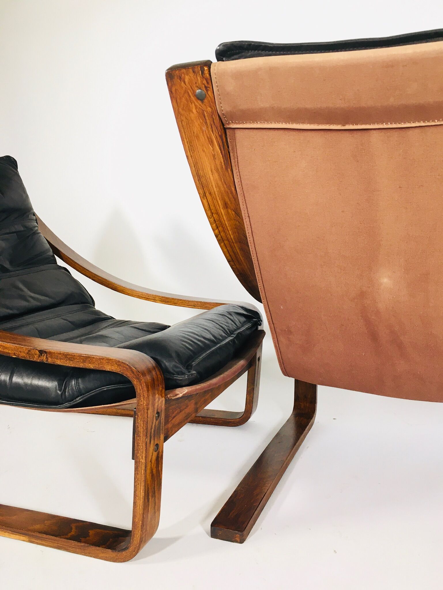 Pair of vintage leather armchairs, Sweden 1960's