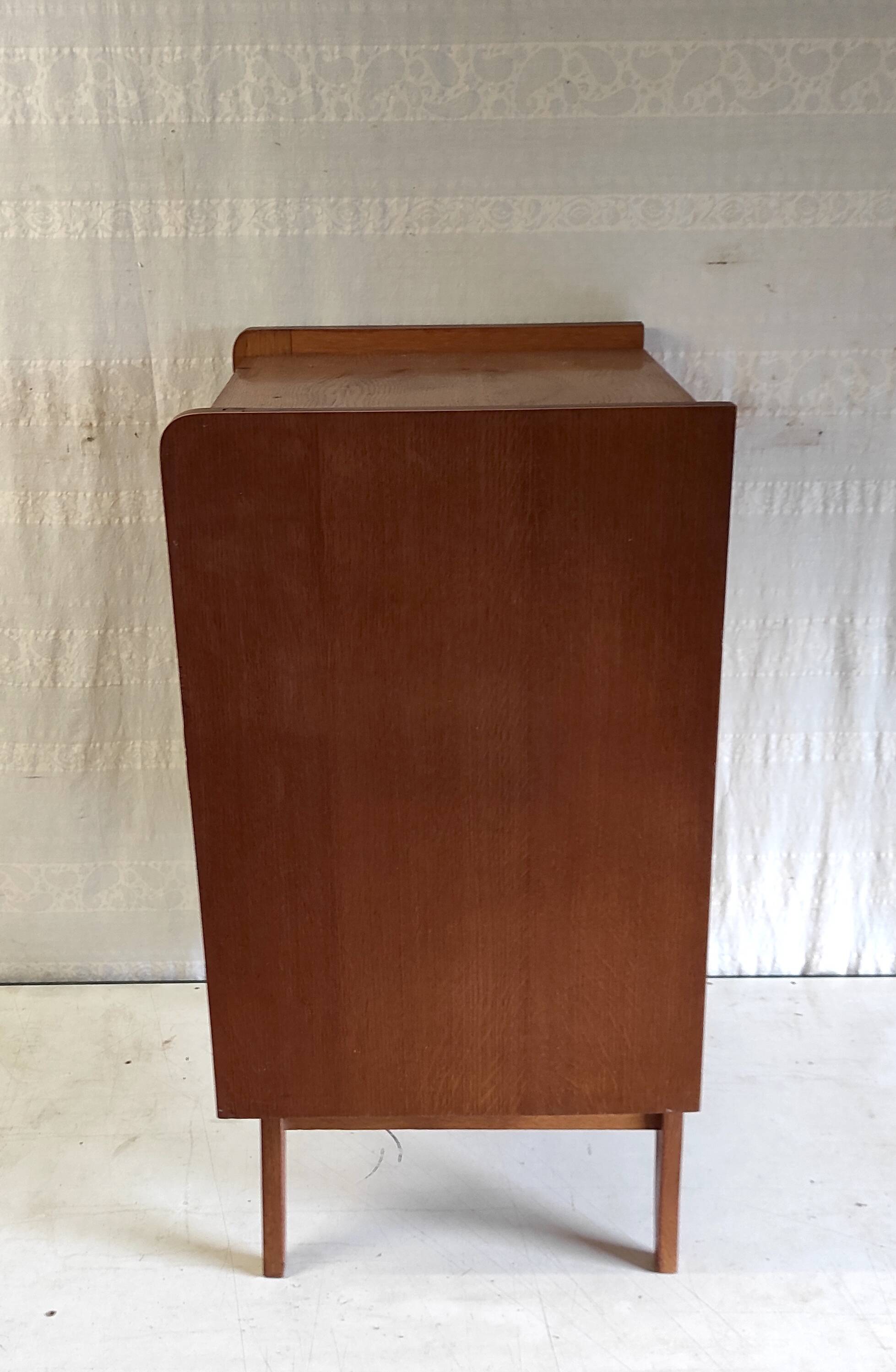 Vintage solid wood chest of drawers with rattan decor - 60s/70s