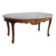 Oval coffee table - carved wood - white veined marble - Regency / Louis XV style