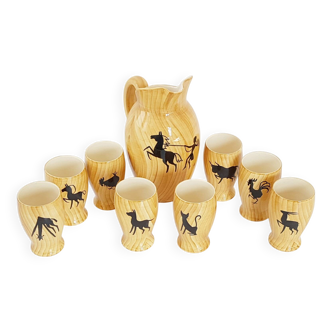 Service a orangeade grandjean jourdan vallauris ceramic faux-wood 1950 vi