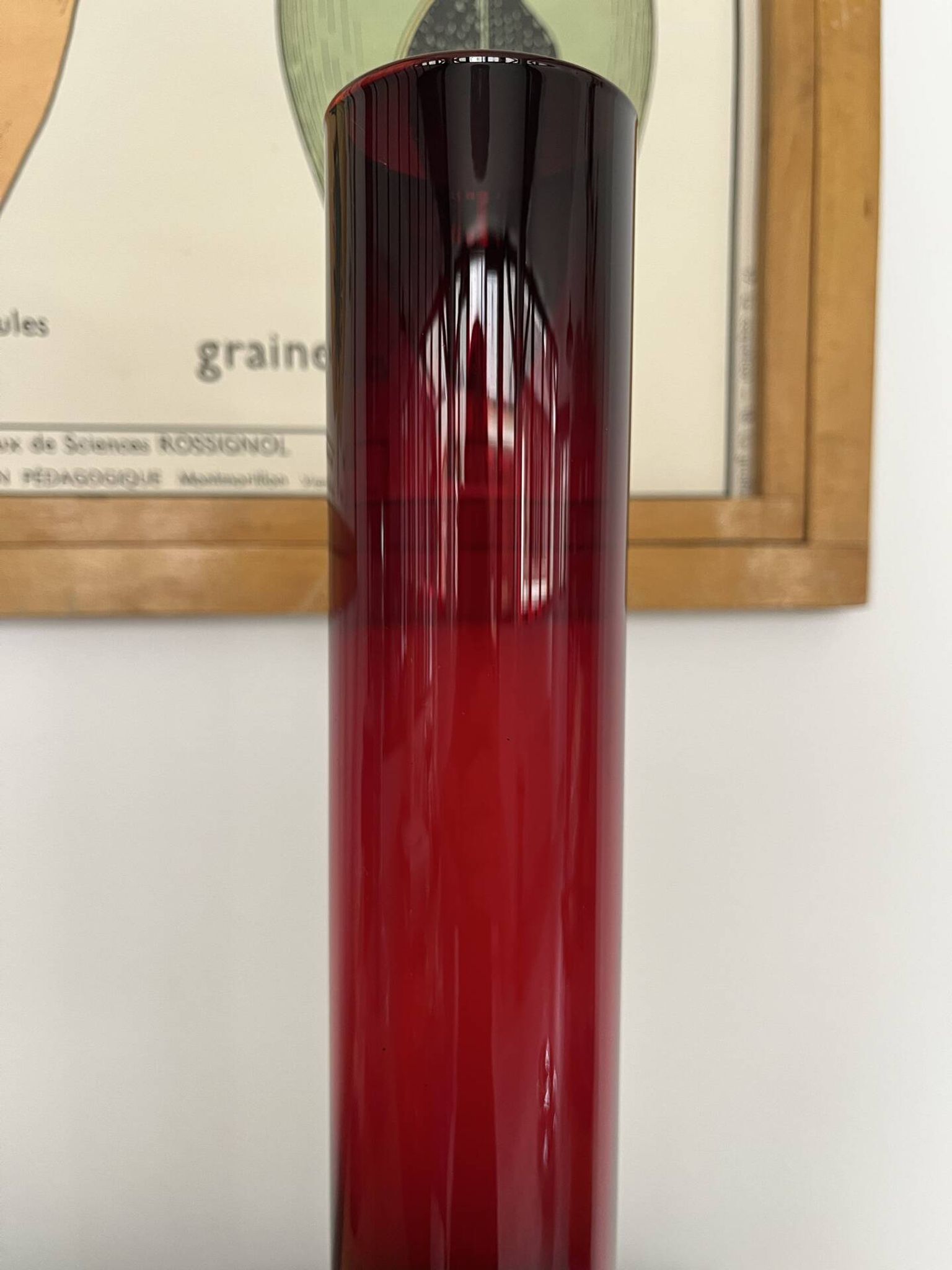 Large contemporary ruby red glass vase