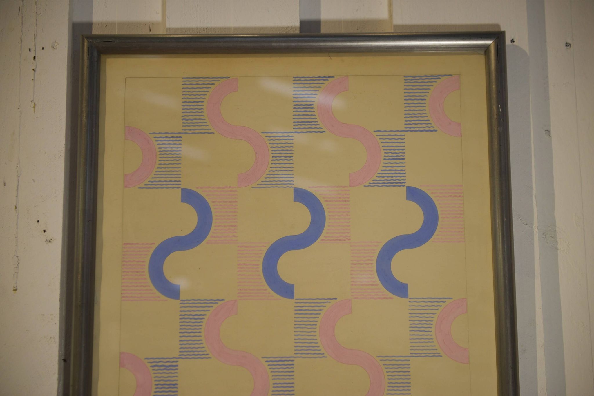 Gouache on paper original unique modernist work by Jean Boris Lacroix 1940s
