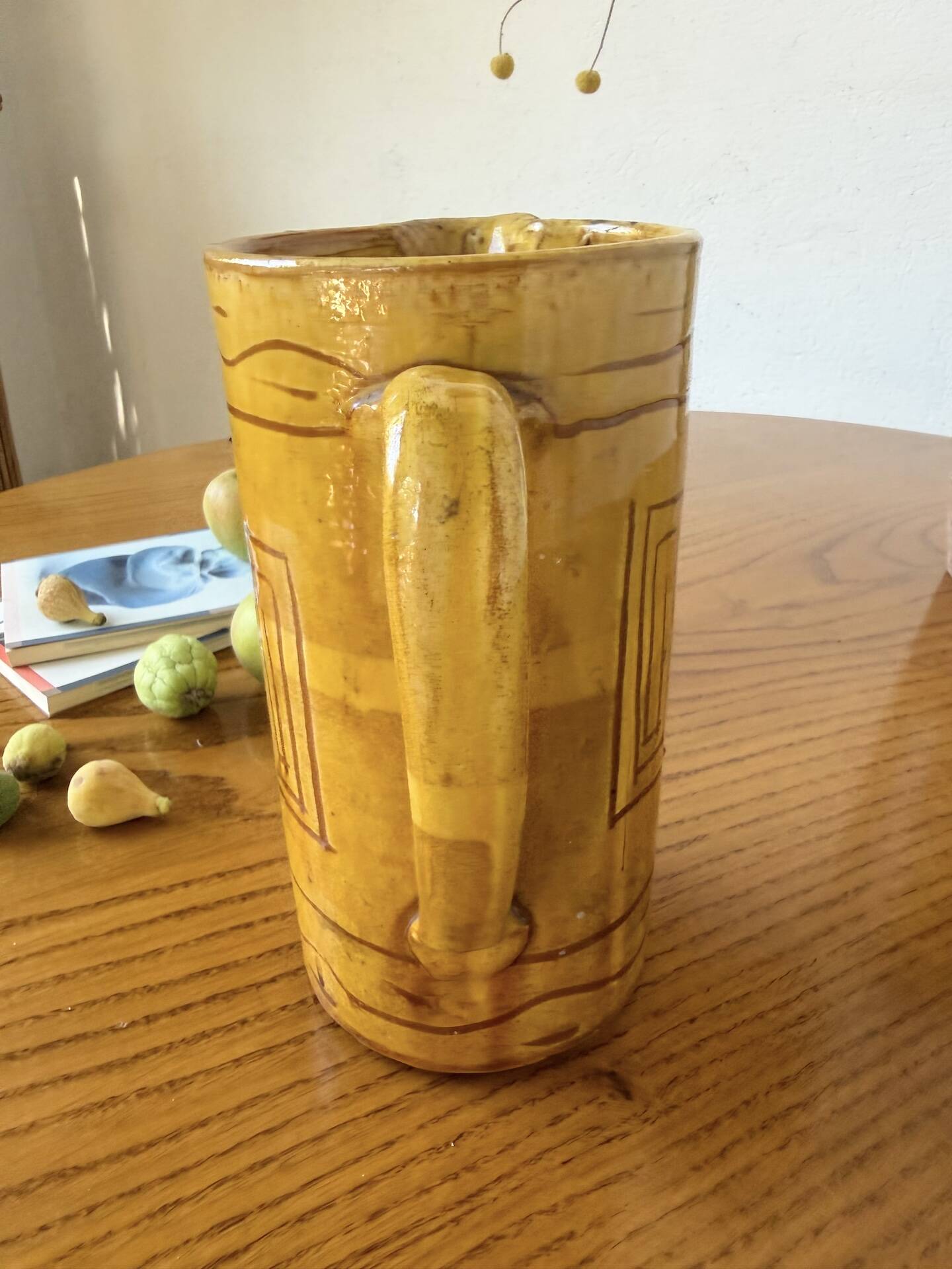 Vintage yellow glazed stoneware jug