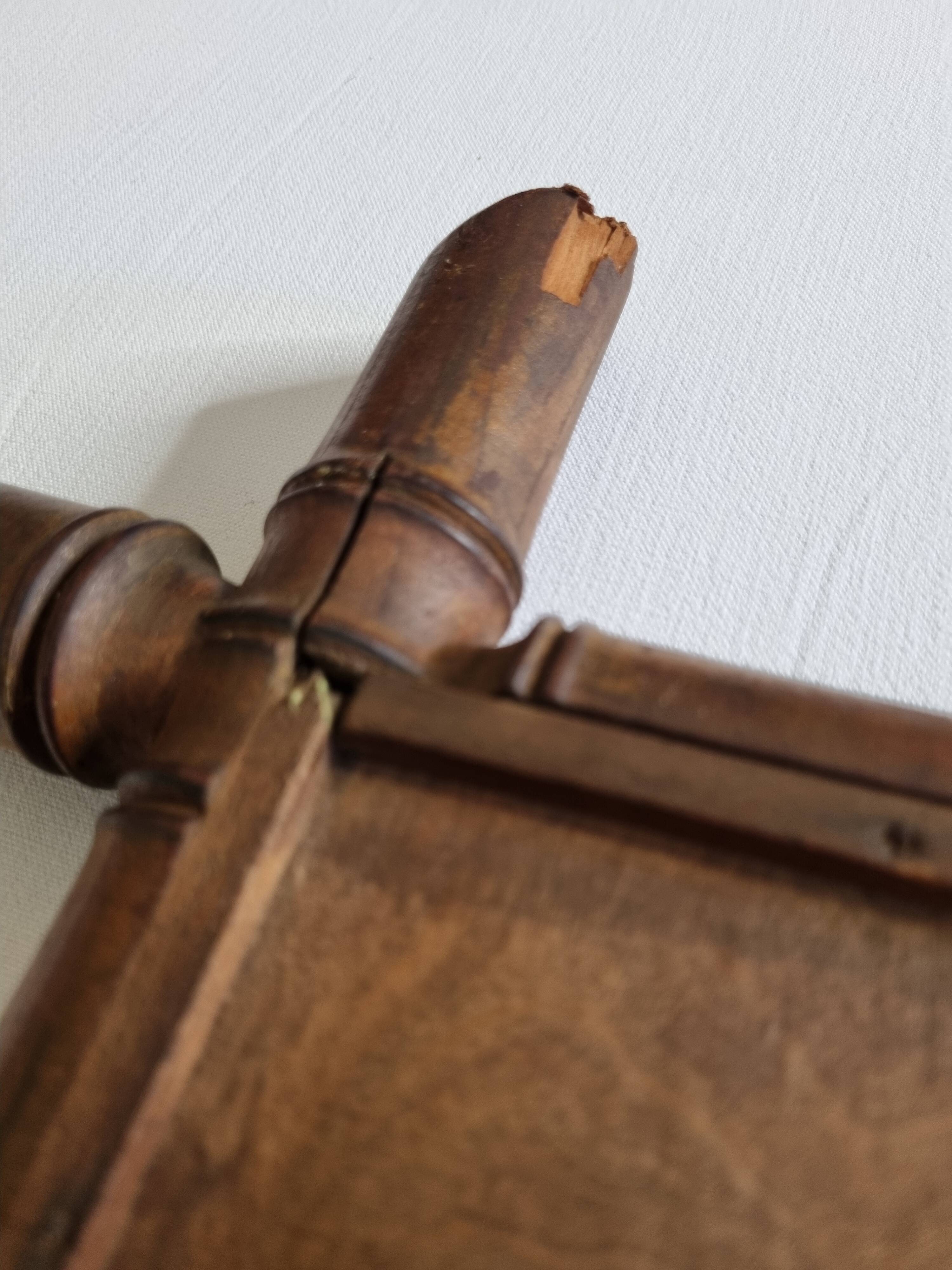 Large antique turned wood mirror in bamboo style, late 19th century, 58 x 45 cm