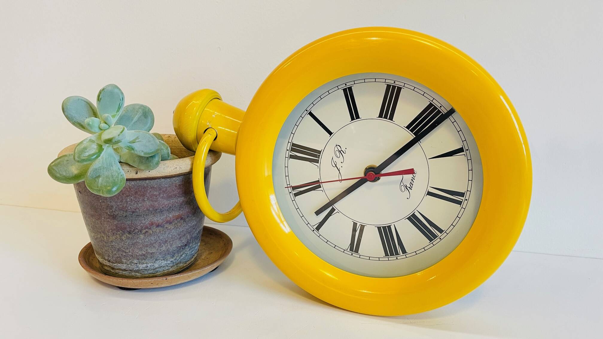 Horloge murale métal et verre années 80