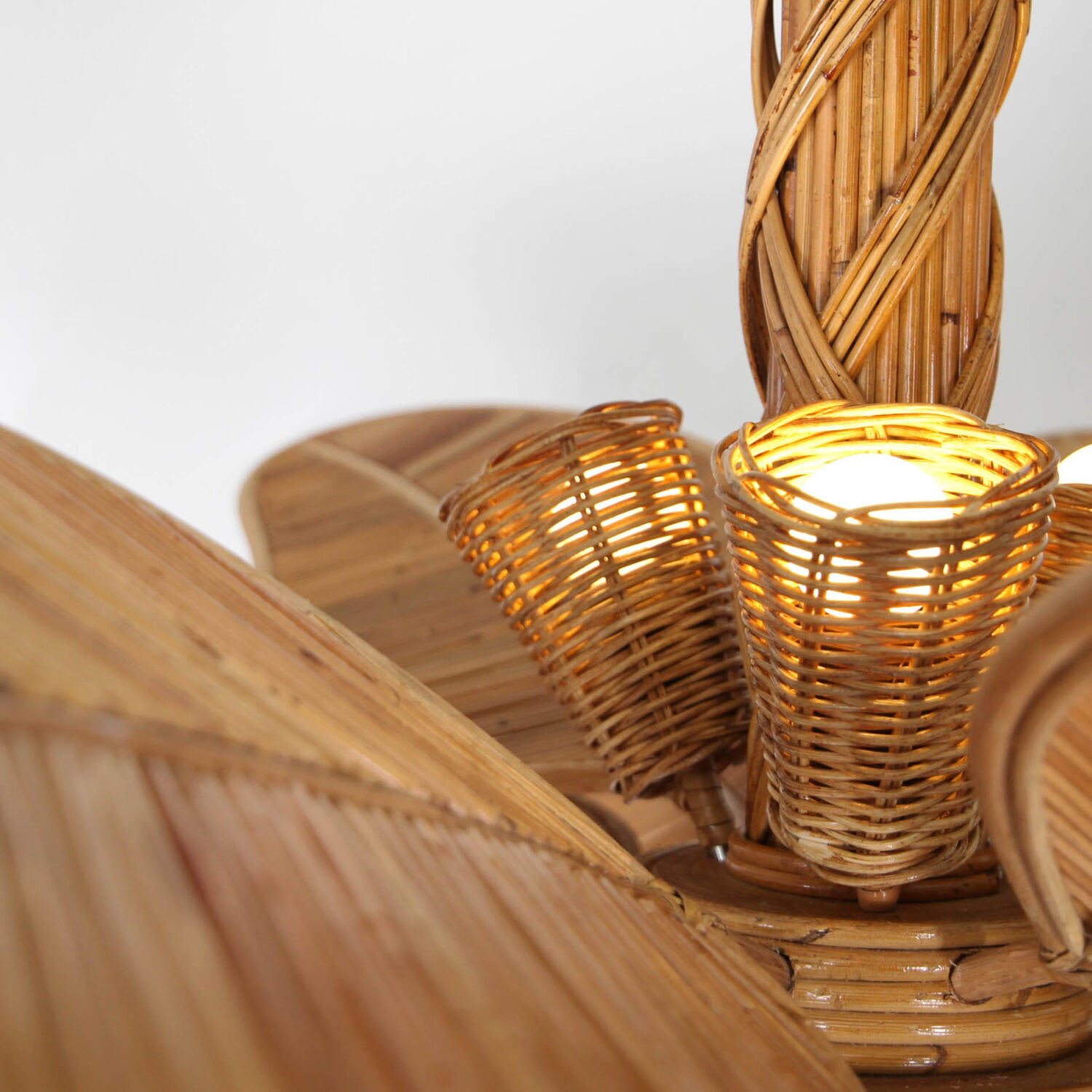 Rattan "leaf" chandelier