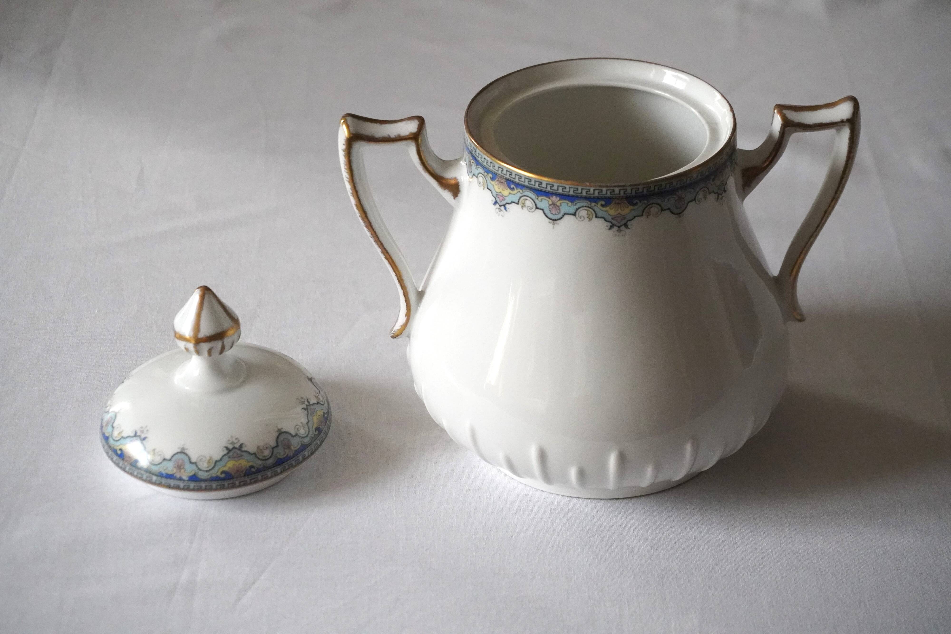 White Limoges porcelain sugar bowl/sugar pot