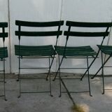Set of 4 folding garden bistro chairs in wood and iron